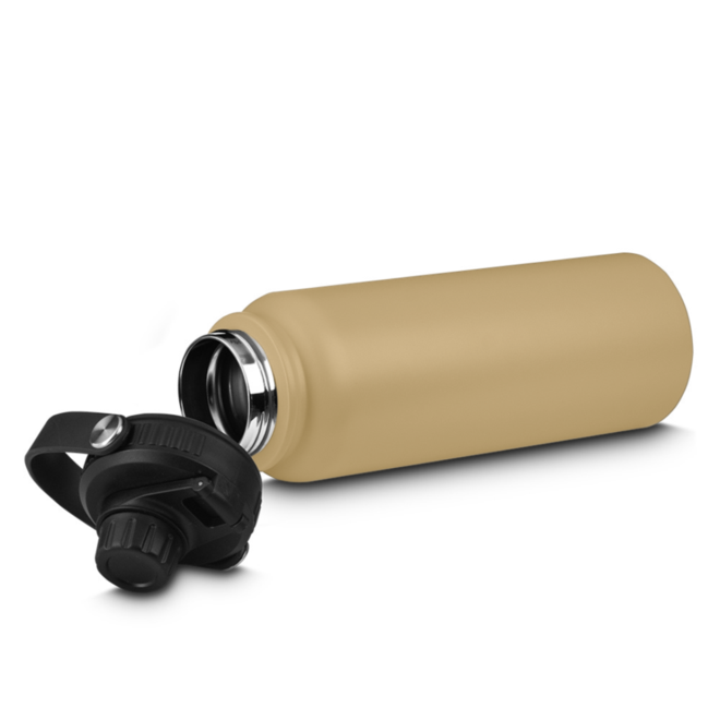 Garrafa Parede Dupla com Alça 1,1L em Aço Inox Laranja