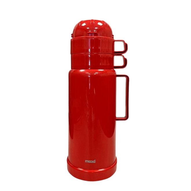 Conjunto de Garrafa Térmica com 2 Xícaras 1L Vermelha - Mood