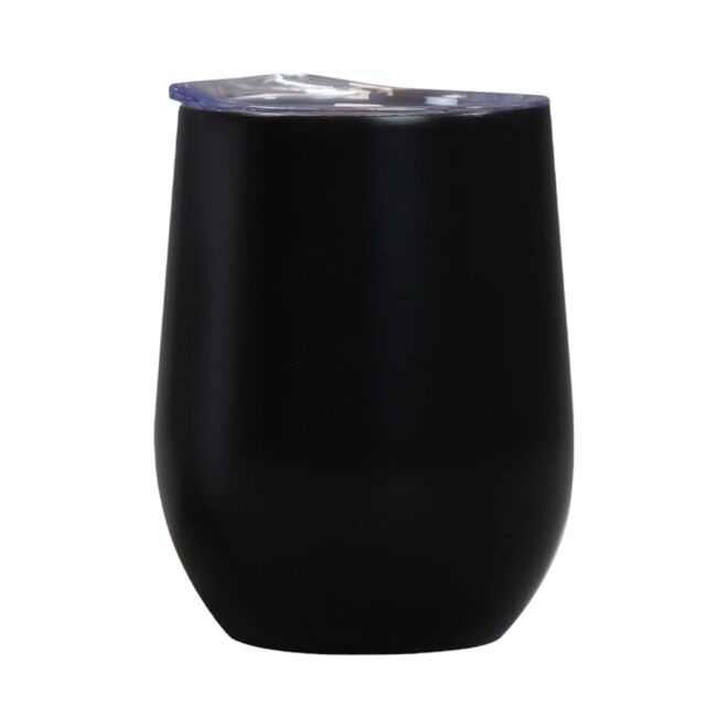 Copo Térmico em Aço Inox Preto Fosco Parede Dupla com Tampa