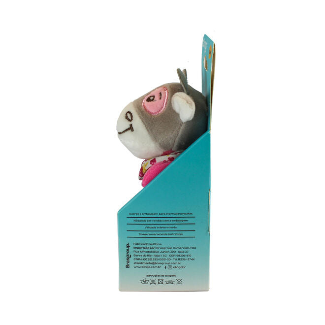 Pelúcia Chocalho Vaquinha Rosa com Apito e Som Crocante