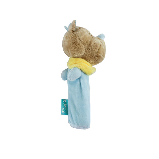 Pelúcia Chocalho Rinoceronte Azul com Apito e Som Crocante