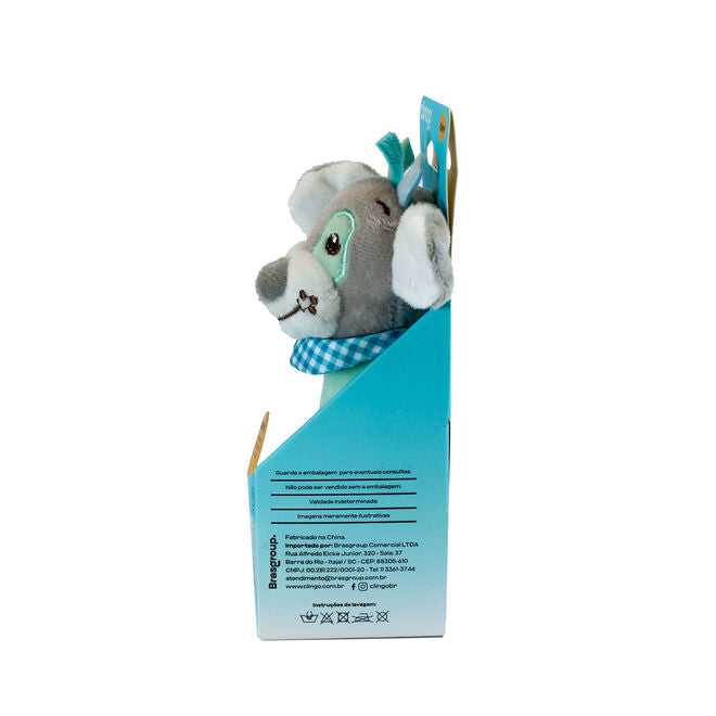 Pelúcia Chocalho Cachorrinho Azul com Apito e Som Crocante