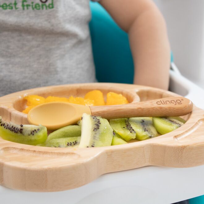 Prato de Bambu Urso com Ventosa e Divisórias Antibacterianas