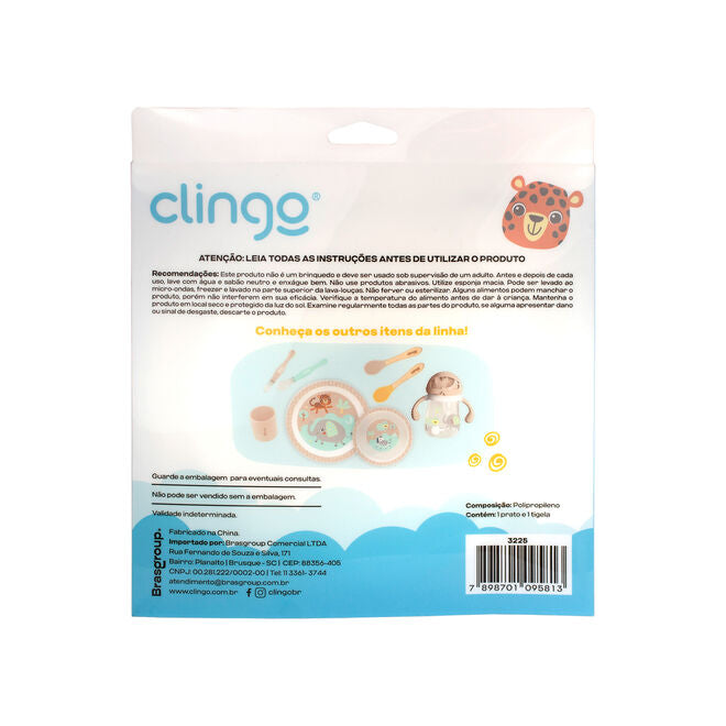Kit Prato e Tigela Infantil Resistente com Estampa Safari - Clingo