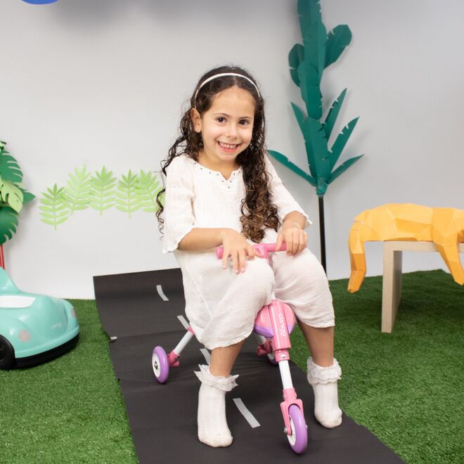 Triciclo Infantil Dobrável Clingo Rosa/Lilás Compacto