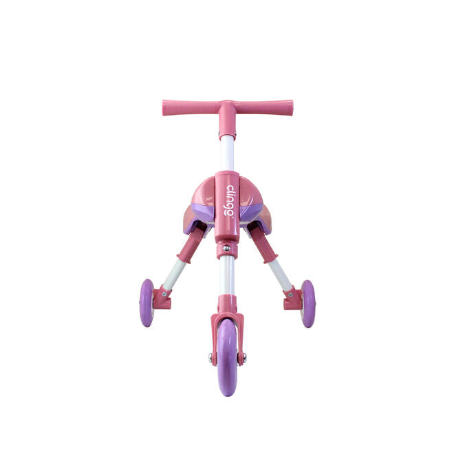 Triciclo Infantil Dobrável Clingo Rosa/Lilás Compacto
