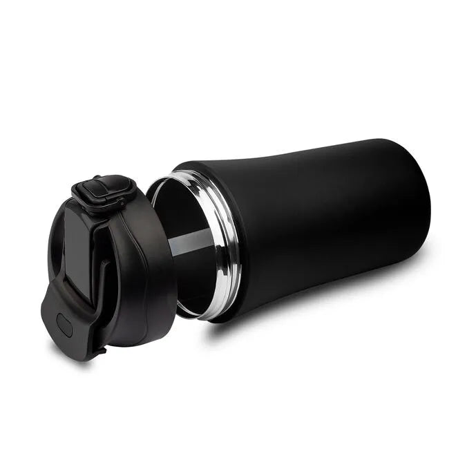 Copo Térmico Com Tampa Fosco de 500ml Inox Preto