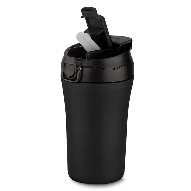 Copo Térmico Com Tampa Fosco de 500ml Inox Preto