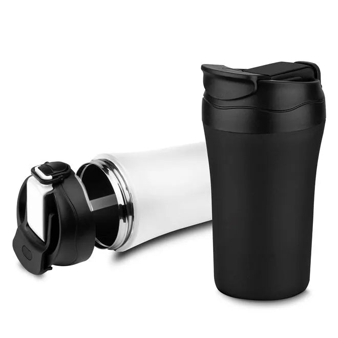 Copo Térmico Com Tampa Fosco de 500ml Inox Preto