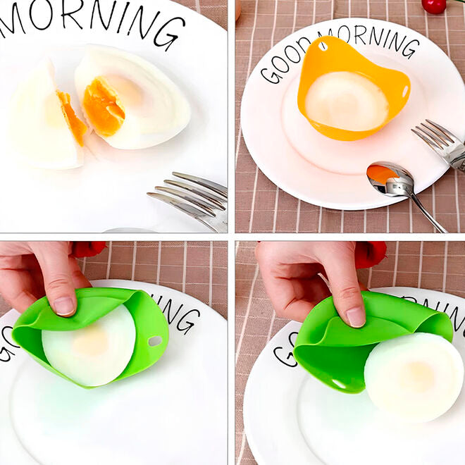 Forma para Cozinhar Ovo Poche Em Silicone Livre de BPA Amarela