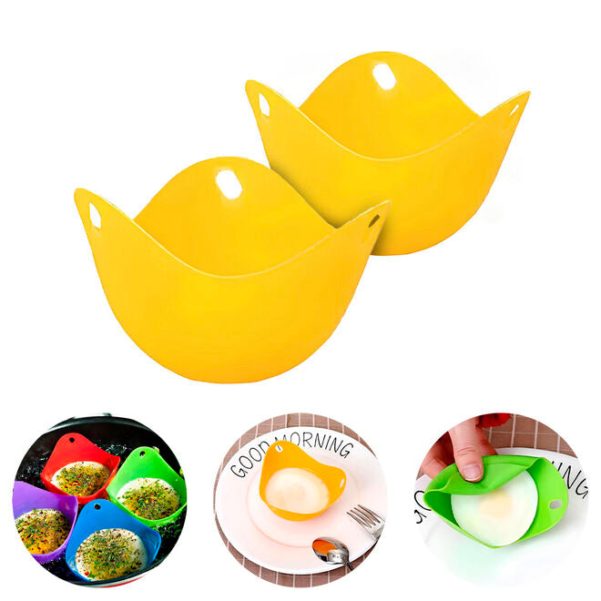 Kit 2 Formas para Cozinhar Ovo Poche Em Silicone Amarela