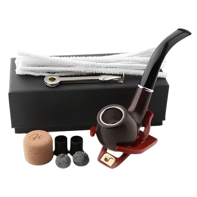 Kit Cachimbo Pipe Clássico 18 Peças Preto com Caixa Presentável