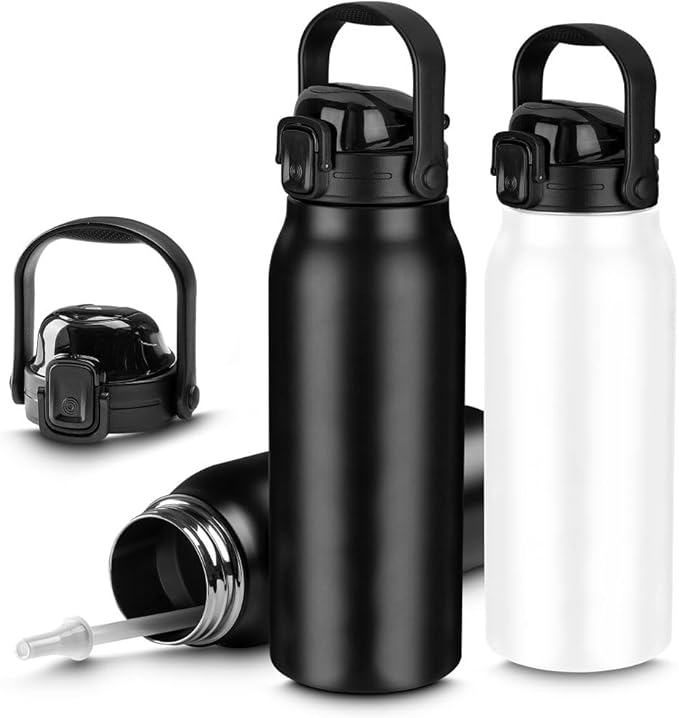 Garrafa Térmica Litrão com Alça e Bico 1,5L em Aço Inox Preta