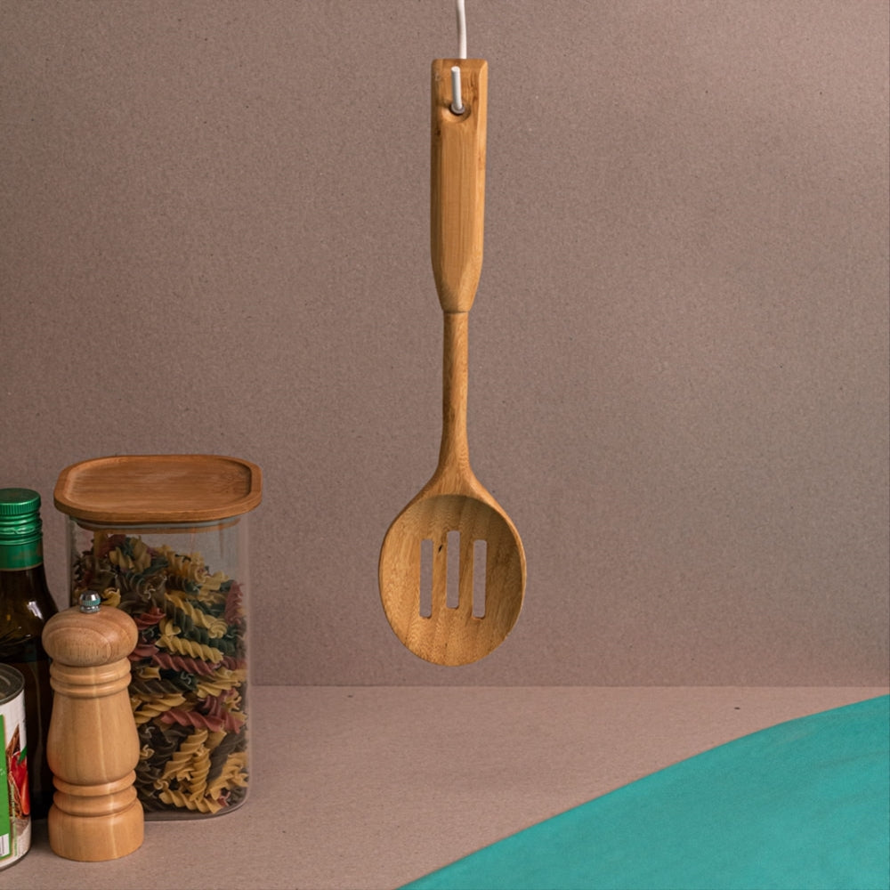 colher vazada de bambu 35cm