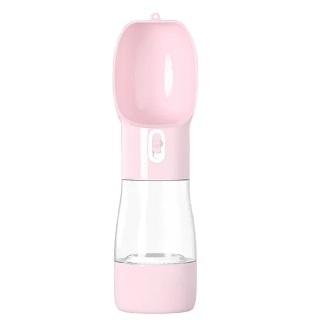 Garrafa de água e comida para Pet portátil rosa