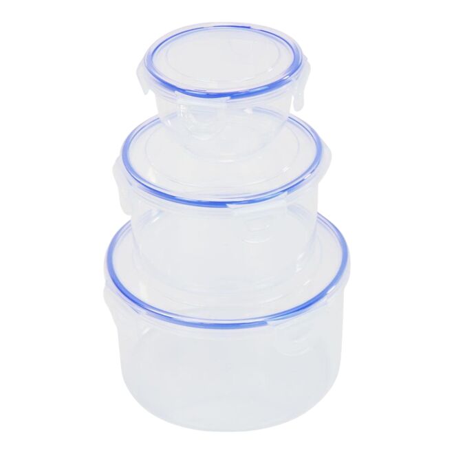Conjunto de 3 Potes Plásticos Redondos com Tampa e Trava