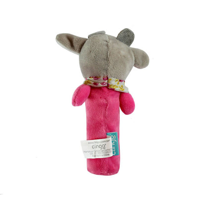 Pelúcia Chocalho Vaquinha Rosa com Apito e Som Crocante