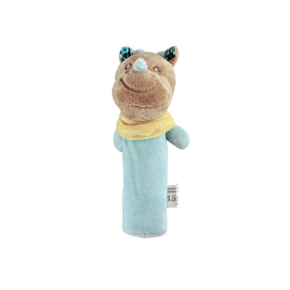 Pelúcia Chocalho Rinoceronte Azul com Apito e Som Crocante
