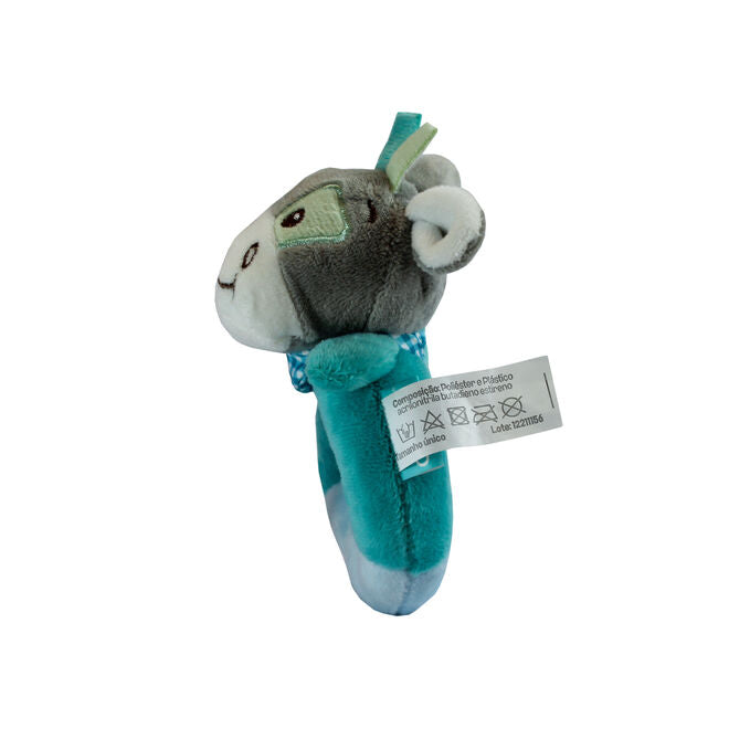 Pelúcia Chocalho Oval Vaquinha Azul com Apito e Som Crocante
