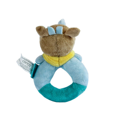 Pelúcia Chocalho Oval Rinoceronte Azul com Apito e Som Crocante