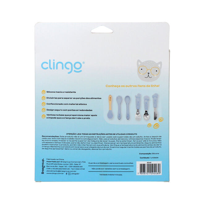 Prato de Silicone Azul com Divisórias e Design Seguro