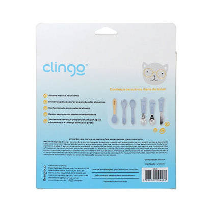 Prato de Silicone Azul com Divisórias e Design Seguro
