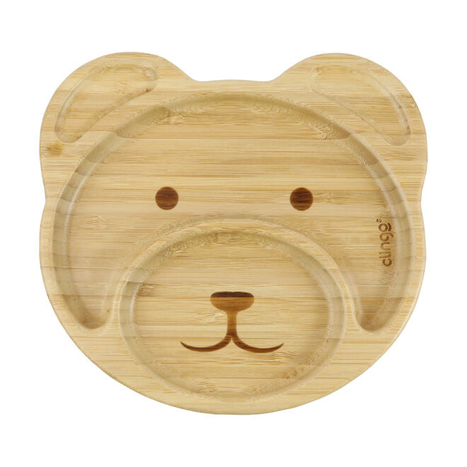 Prato de Bambu Urso com Ventosa e Divisórias Antibacterianas