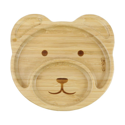 Prato de Bambu Urso com Ventosa e Divisórias Antibacterianas