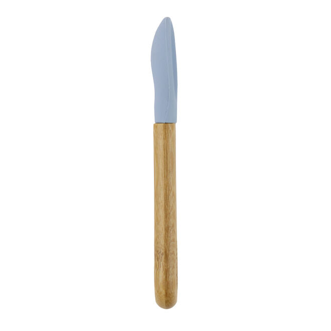 Colher de Bambu e Silicone Azul para Bebês – Antimicrobiana