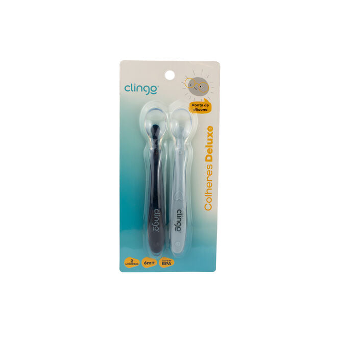 Colher de Silicone Premium Colors Marinho - 2 Unidades, Resistente e Prática