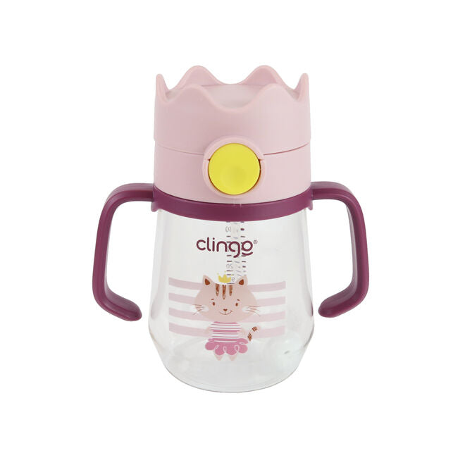 Copo de Transição Tritan com Canudo de Silicone - 240ml, Rosa