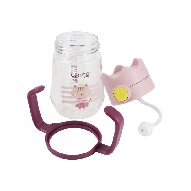Copo de Transição Tritan com Canudo de Silicone - 240ml, Rosa