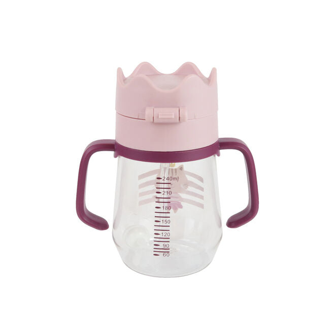 Copo de Transição Tritan com Canudo de Silicone - 240ml, Rosa