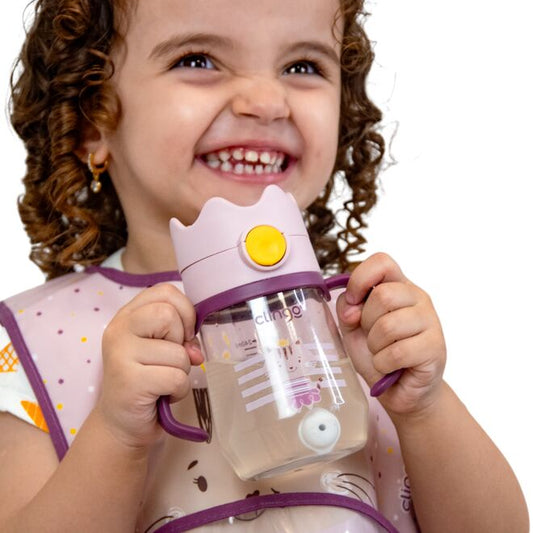 Copo de Transição Tritan com Canudo de Silicone - 240ml, Rosa
