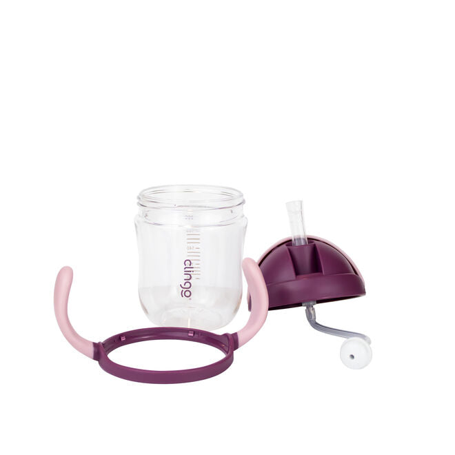 Copo de Transição Tritan com Canudo de Silicone - 220ml, Rosa