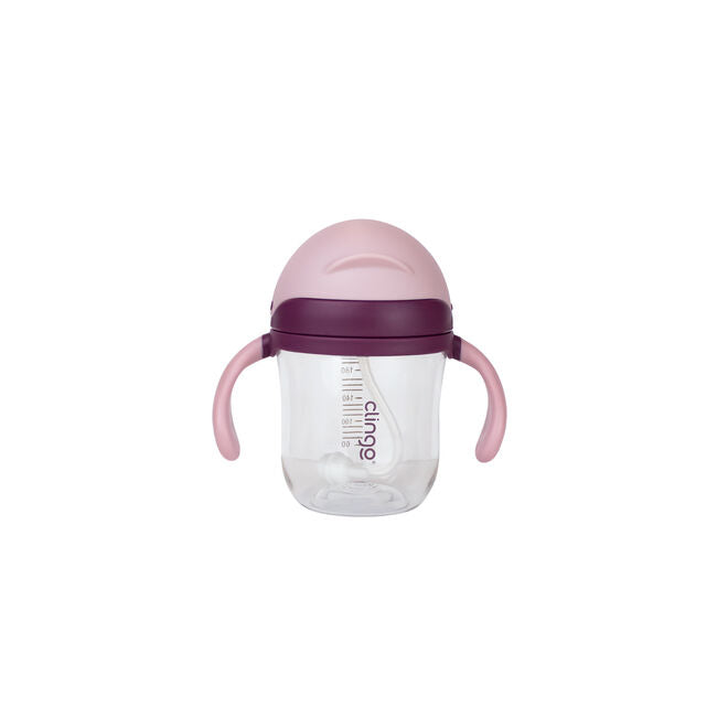 Copo de Transição Tritan com Canudo de Silicone - 220ml, Rosa