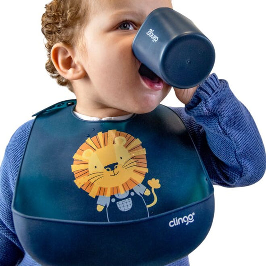 Babador Silicone com Bolso Coletor de Migalhas - Impermeável, Velcro, Luke