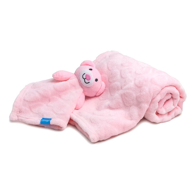 Kit Cobertor com Naninha Coração Rosa - Clingo