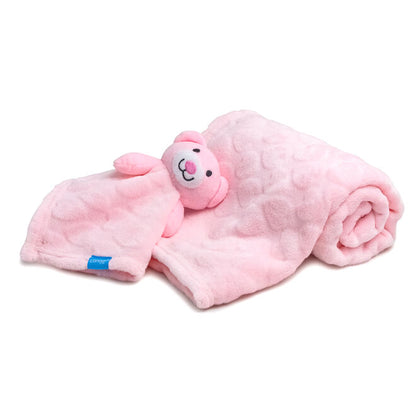 Kit Cobertor com Naninha Coração Rosa - Clingo