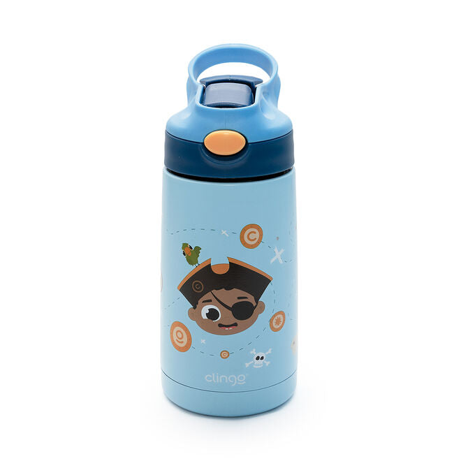 Garrafa Térmica Pirata 350ml Vácuo Isolante com Canudo Silicone