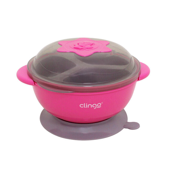 Prato com Ventosa e Divisória Clingo - Rosa