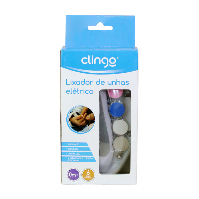 Kit Manicure Elétrica com LED 6 Lixas Bebê Mamãe - Clingo