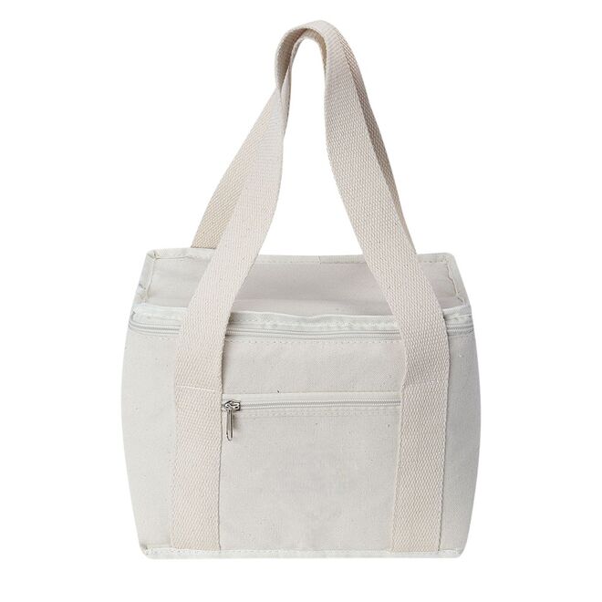 Bolsa Térmica em Algodão Branca com Bolso Frontal