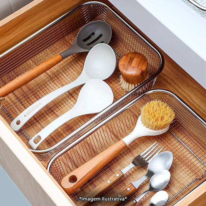 Cesto Telado Multiuso em Inox 22x30cm Fruteira de Mesa