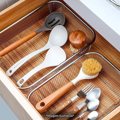 Cesto Telado Multiuso em Inox 22x30cm Fruteira de Mesa