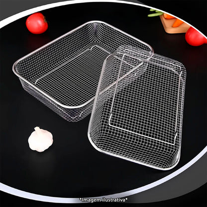 Cesto Telado Multiuso em Inox 22x30cm Fruteira de Mesa