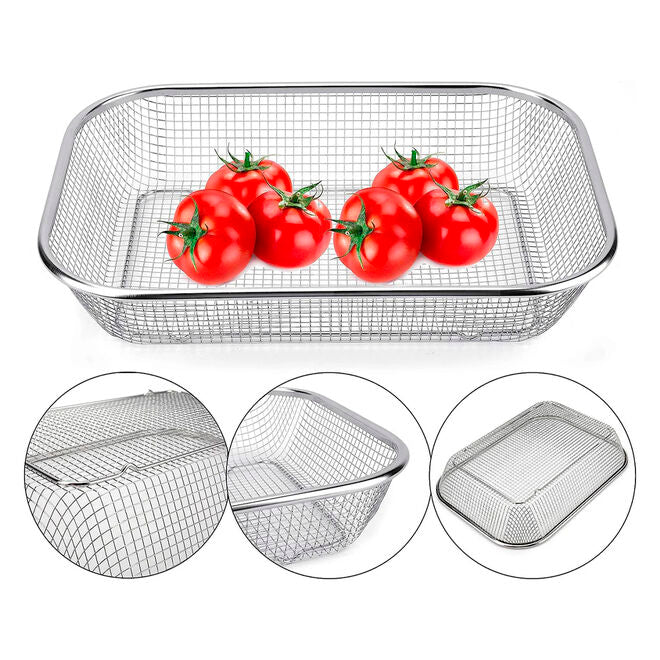 Cesto Telado Multiuso em Inox 22x30cm Fruteira de Mesa