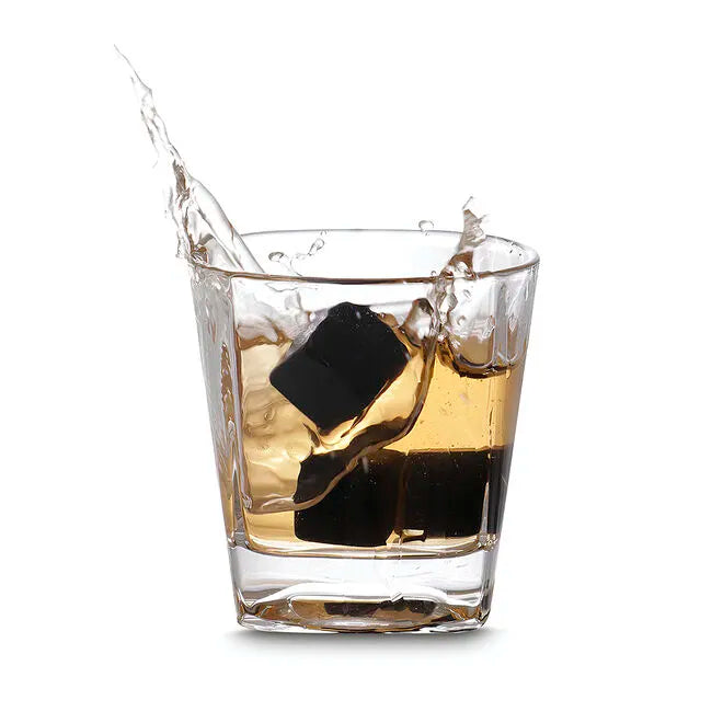 Kit Copo para Whisky + Pegador de Gelo + 3 Cubos de Pedra-sabão e Caixa de Madeira