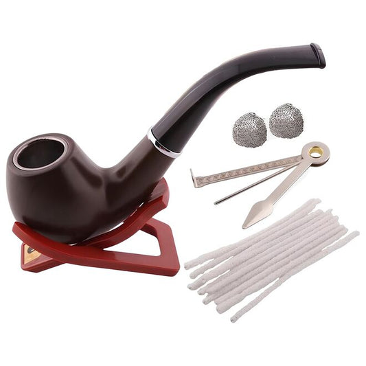 Kit Cachimbo Pipe Clássico 18 Peças Preto com Caixa Presentável