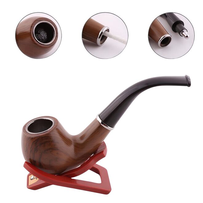 Kit Cachimbo Pipe Clássico 18 Peças Preto com Caixa Presentável
